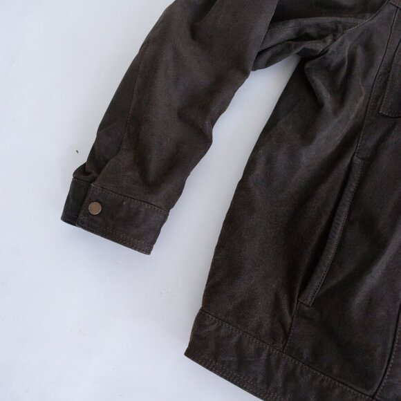 Vintage Danier Brown 100% Suede Leather Cotton Lined Zip Up Moto Jacket 2XL - Picture 8 of 15